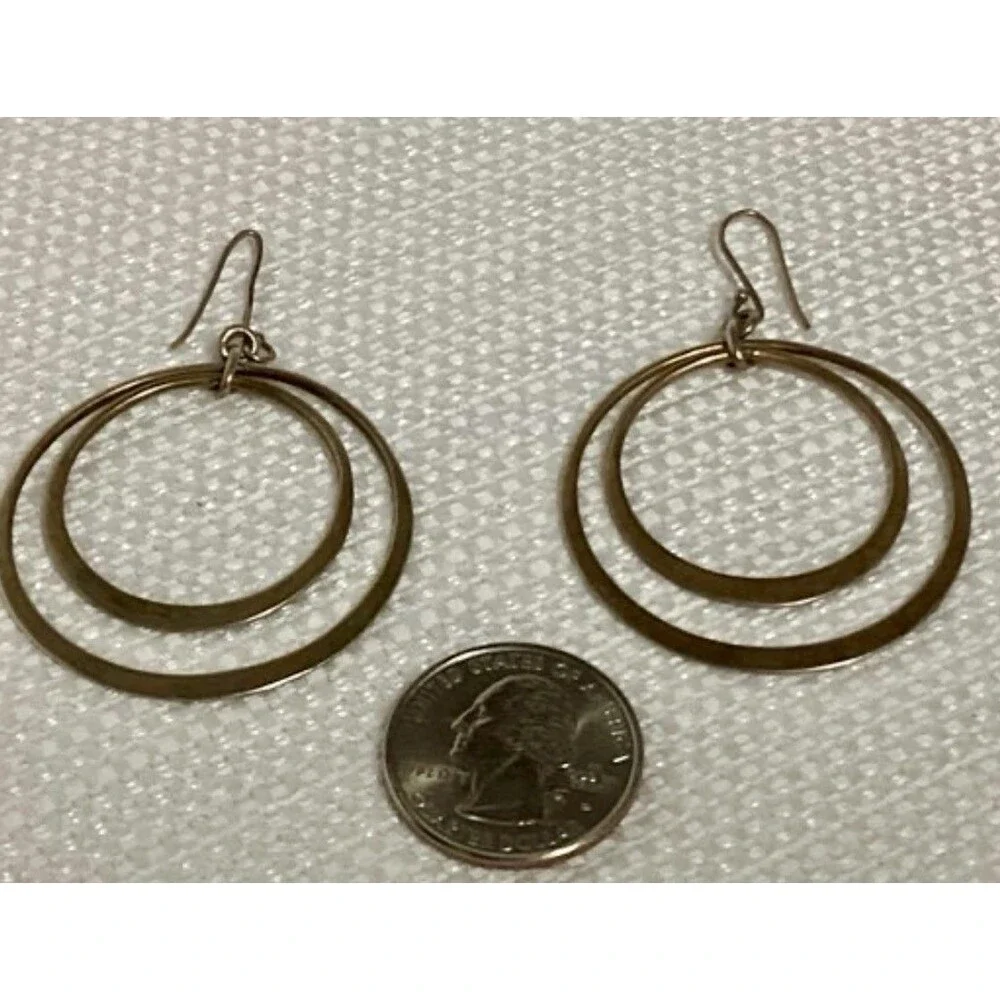 VTG Banana Republic 925 Sterling Silver Matte Gold Wash Double Hoop Earrings